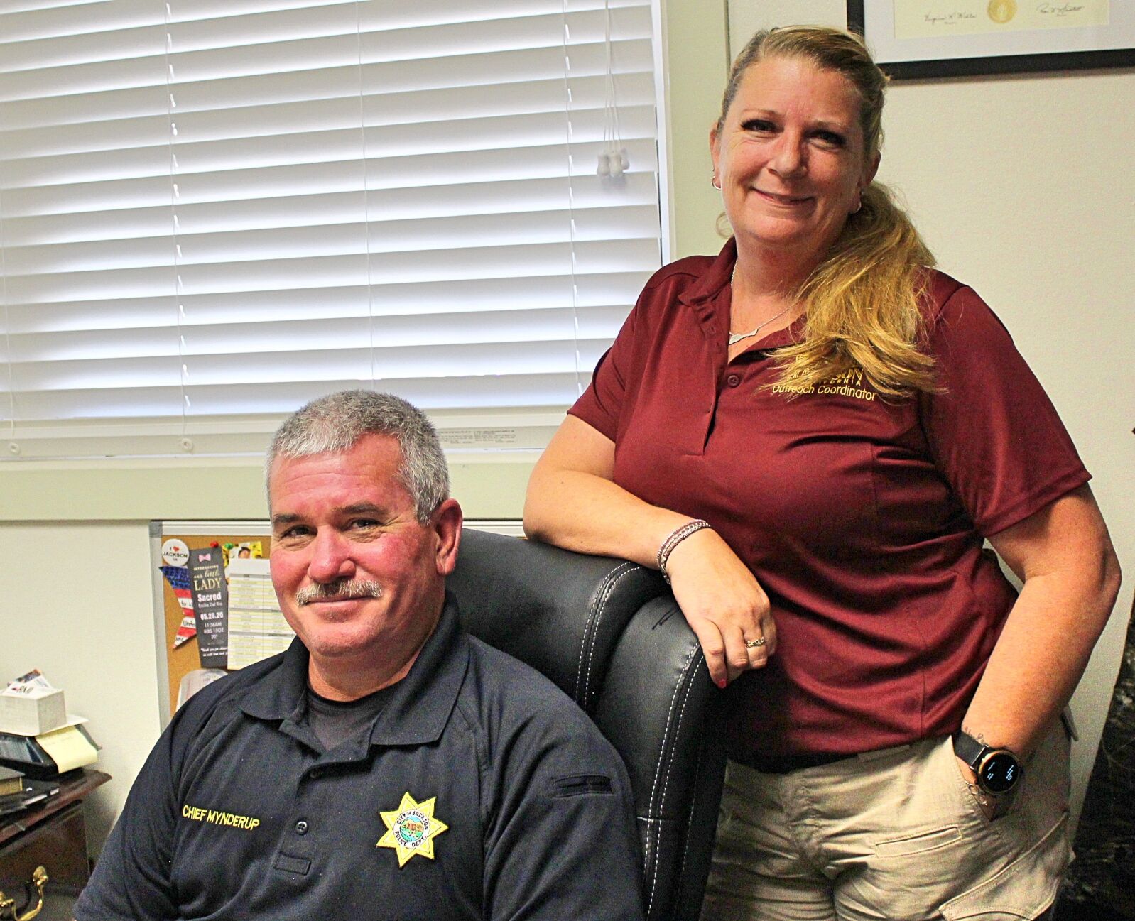 1. Jackson Police Chief Chris Mynderup and Homeless Outreach Coordinator Christine Platt are working together to help houseless people in the City of Jackson get back on their feet. photo by Dave Gebauer..jpg